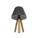 GloboStar® CAP 204-0068 Μοντέρνο Eπιτραπέζιο Φωτιστικό Μονόφωτο 1 x E27 IP20 Καρυδί Ξύλο με Μαύρο Ύφασμα - Μ22 x Π22 x Υ33cm - Image 4