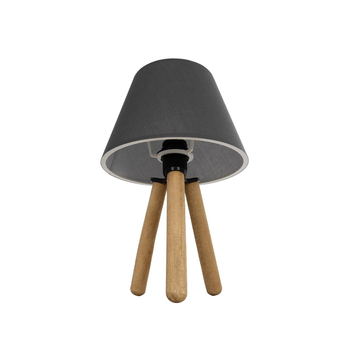 GloboStar® CAP 204-0068 Μοντέρνο Eπιτραπέζιο Φωτιστικό Μονόφωτο 1 x E27 IP20 Καρυδί Ξύλο με Μαύρο Ύφασμα - Μ22 x Π22 x Υ33cm - Image 4