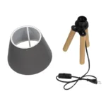 GloboStar® CAP 204-0068 Μοντέρνο Eπιτραπέζιο Φωτιστικό Μονόφωτο 1 x E27 IP20 Καρυδί Ξύλο με Μαύρο Ύφασμα - Μ22 x Π22 x Υ33cm - Image 9