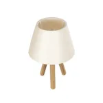 GloboStar® CAP 204-0069 Μοντέρνο Eπιτραπέζιο Φωτιστικό Μονόφωτο 1 x E27 IP20 Καρυδί Ξύλο με Λευκό Ύφασμα - Μ22 x Π22 x Υ33cm - Image 5