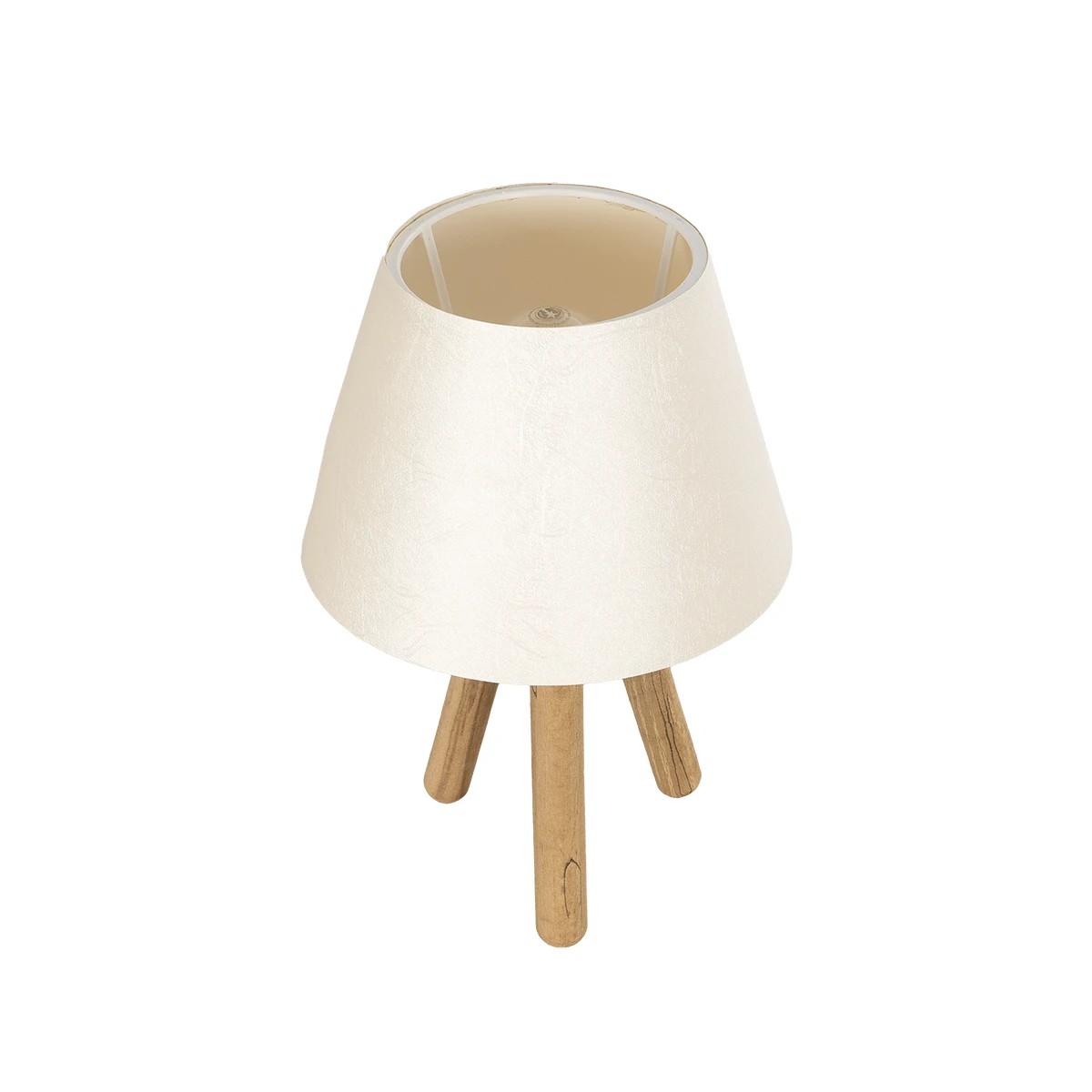 GloboStar® CAP 204-0069 Μοντέρνο Eπιτραπέζιο Φωτιστικό Μονόφωτο 1 x E27 IP20 Καρυδί Ξύλο με Λευκό Ύφασμα - Μ22 x Π22 x Υ33cm - Image 5