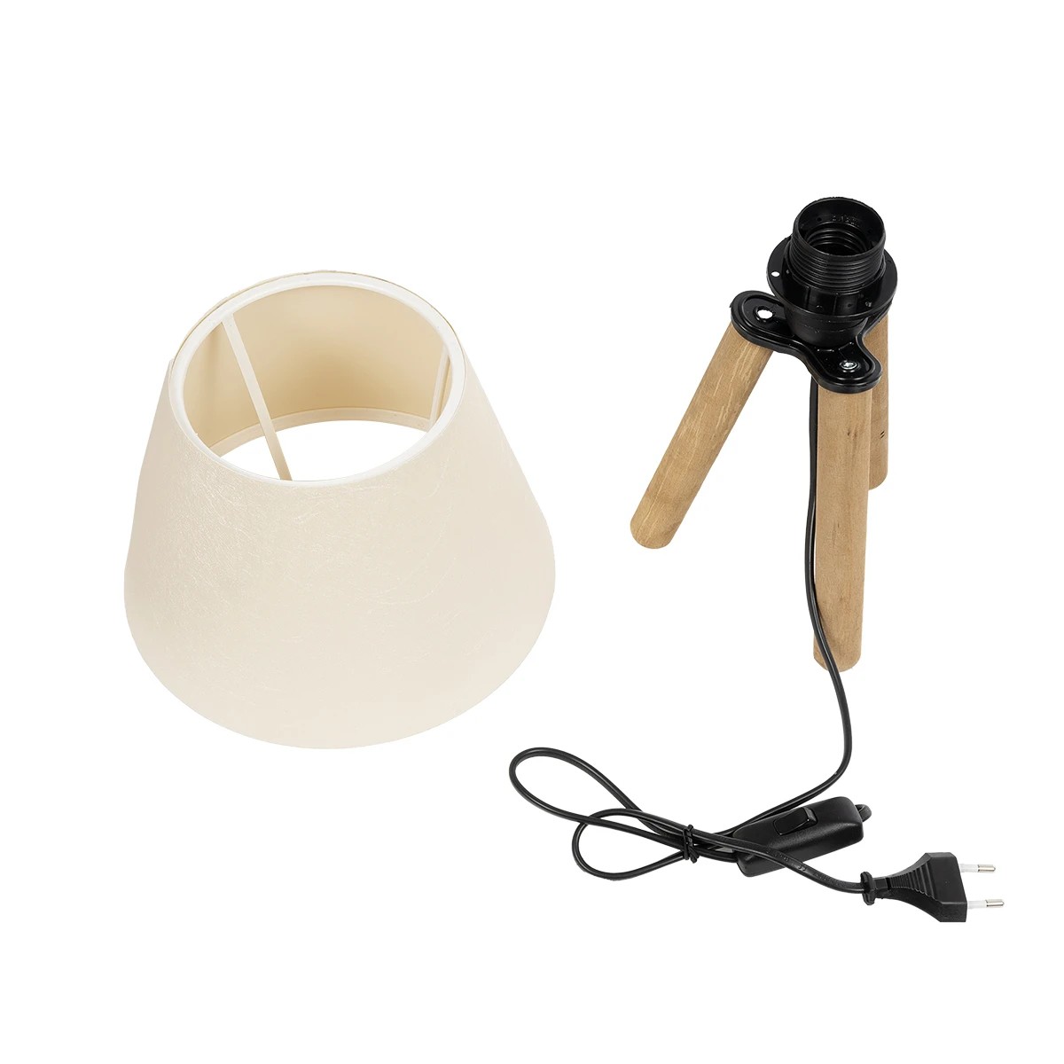 GloboStar® CAP 204-0069 Μοντέρνο Eπιτραπέζιο Φωτιστικό Μονόφωτο 1 x E27 IP20 Καρυδί Ξύλο με Λευκό Ύφασμα - Μ22 x Π22 x Υ33cm - Image 9