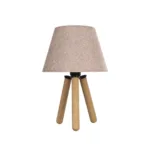 GloboStar® CAP 204-0070 Μοντέρνο Eπιτραπέζιο Φωτιστικό Μονόφωτο 1 x E27 IP20 Καρυδί Ξύλο με Ροζ Ύφασμα - Μ22 x Π22 x Υ33cm - Image 3