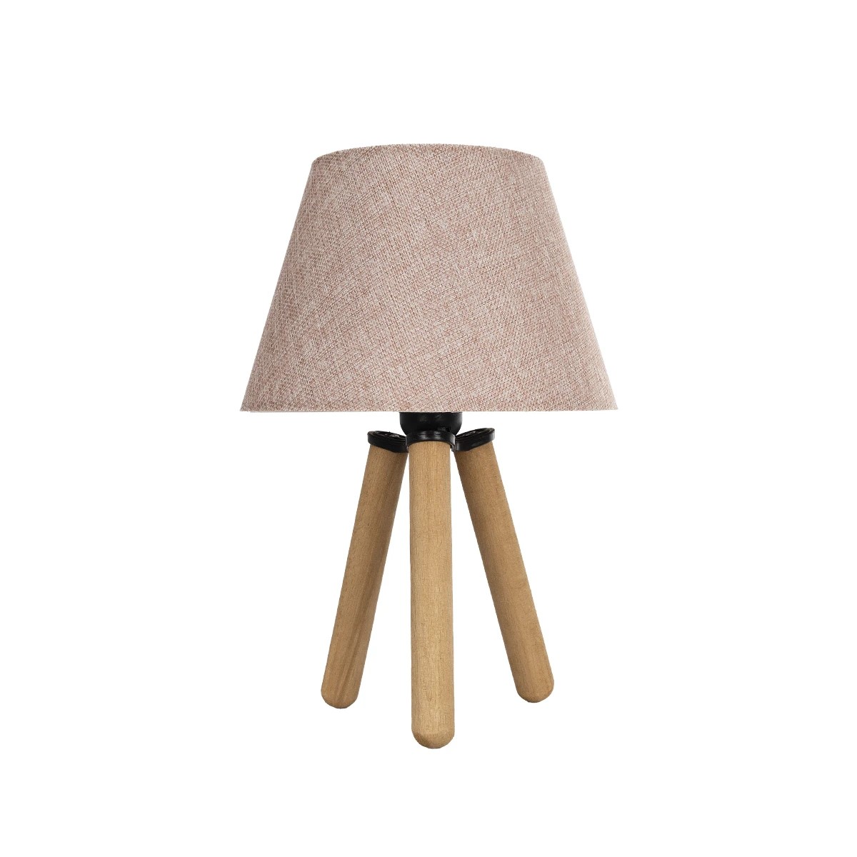 GloboStar® CAP 204-0070 Μοντέρνο Eπιτραπέζιο Φωτιστικό Μονόφωτο 1 x E27 IP20 Καρυδί Ξύλο με Ροζ Ύφασμα - Μ22 x Π22 x Υ33cm - Image 3