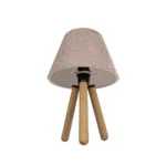 GloboStar® CAP 204-0070 Μοντέρνο Eπιτραπέζιο Φωτιστικό Μονόφωτο 1 x E27 IP20 Καρυδί Ξύλο με Ροζ Ύφασμα - Μ22 x Π22 x Υ33cm - Image 4