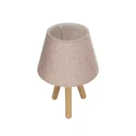 GloboStar® CAP 204-0070 Μοντέρνο Eπιτραπέζιο Φωτιστικό Μονόφωτο 1 x E27 IP20 Καρυδί Ξύλο με Ροζ Ύφασμα - Μ22 x Π22 x Υ33cm - Image 5
