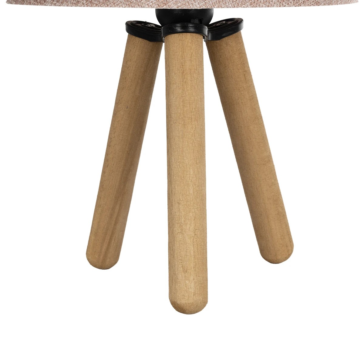 GloboStar® CAP 204-0070 Μοντέρνο Eπιτραπέζιο Φωτιστικό Μονόφωτο 1 x E27 IP20 Καρυδί Ξύλο με Ροζ Ύφασμα - Μ22 x Π22 x Υ33cm - Image 7