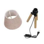 GloboStar® CAP 204-0070 Μοντέρνο Eπιτραπέζιο Φωτιστικό Μονόφωτο 1 x E27 IP20 Καρυδί Ξύλο με Ροζ Ύφασμα - Μ22 x Π22 x Υ33cm - Image 9