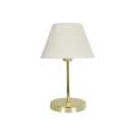 GloboStar® GLOSSY 204-0071 Μοντέρνο Eπιτραπέζιο Φωτιστικό Μονόφωτο 1 x E27 IP20 Χρυσό Μέταλλο με Λευκό Ύφασμα - Μ22 x Π22 x Υ37cm - Image 3