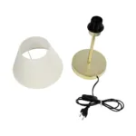 GloboStar® GLOSSY 204-0071 Μοντέρνο Eπιτραπέζιο Φωτιστικό Μονόφωτο 1 x E27 IP20 Χρυσό Μέταλλο με Λευκό Ύφασμα - Μ22 x Π22 x Υ37cm - Image 9