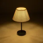 GloboStar® LARA 204-0073 Μοντέρνο Eπιτραπέζιο Φωτιστικό Μονόφωτο 1 x E27 IP20 Μαύρο Μέταλλο με Μπεζ Ύφασμα - Μ22 x Π22 x Υ36cm - Image 2