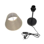 GloboStar® LARA 204-0073 Μοντέρνο Eπιτραπέζιο Φωτιστικό Μονόφωτο 1 x E27 IP20 Μαύρο Μέταλλο με Μπεζ Ύφασμα - Μ22 x Π22 x Υ36cm - Image 9