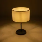 GloboStar® LARA 204-0075 Μοντέρνο Eπιτραπέζιο Φωτιστικό Μονόφωτο 1 x E27 IP20 Μαύρο Μέταλλο με Μπεζ Ύφασμα - Μ24 x Π24 x Υ35cm - Image 2