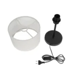 GloboStar® LARA 204-0075 Μοντέρνο Eπιτραπέζιο Φωτιστικό Μονόφωτο 1 x E27 IP20 Μαύρο Μέταλλο με Μπεζ Ύφασμα - Μ24 x Π24 x Υ35cm - Image 9