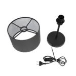 GloboStar® LARA 204-0076 Μοντέρνο Eπιτραπέζιο Φωτιστικό Μονόφωτο 1 x E27 IP20 Μαύρο Μέταλλο με Γκρι Ύφασμα - Μ24 x Π24 x Υ35cm - Image 9