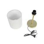 GloboStar® GLOSSY 204-0078 Μοντέρνο Eπιτραπέζιο Φωτιστικό Μονόφωτο 1 x E27 IP20 Χρυσό Μέταλλο με Μπεζ Ύφασμα - Μ15 x Π15 x Υ39cm - Image 9