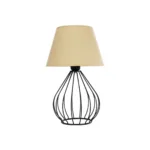 GloboStar® CLASS 204-0079 Μοντέρνο Eπιτραπέζιο Φωτιστικό Μονόφωτο 1 x E27 IP20 Μαύρο Μέταλλο με Μπεζ Ύφασμα - Μ22 x Π22 x Υ36cm - Image 3