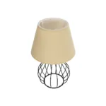 GloboStar® CLASS 204-0079 Μοντέρνο Eπιτραπέζιο Φωτιστικό Μονόφωτο 1 x E27 IP20 Μαύρο Μέταλλο με Μπεζ Ύφασμα - Μ22 x Π22 x Υ36cm - Image 5