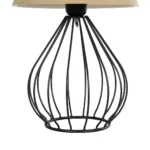 GloboStar® CLASS 204-0079 Μοντέρνο Eπιτραπέζιο Φωτιστικό Μονόφωτο 1 x E27 IP20 Μαύρο Μέταλλο με Μπεζ Ύφασμα - Μ22 x Π22 x Υ36cm - Image 7