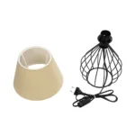 GloboStar® CLASS 204-0079 Μοντέρνο Eπιτραπέζιο Φωτιστικό Μονόφωτο 1 x E27 IP20 Μαύρο Μέταλλο με Μπεζ Ύφασμα - Μ22 x Π22 x Υ36cm - Image 9