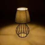 GloboStar® CLASS 204-0080 Μοντέρνο Eπιτραπέζιο Φωτιστικό Μονόφωτο 1 x E27 IP20 Μαύρο Μέταλλο με Μαύρο Ύφασμα - Μ22 x Π22 x Υ36cm - Image 2