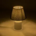 GloboStar® CIA 204-0081 Μοντέρνο Eπιτραπέζιο Φωτιστικό Μονόφωτο 1 x E27 IP20 Λευκό Πλαστικό με Μαύρο Ύφασμα - Μ24 x Π24 x Υ31cm - Image 2