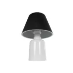 GloboStar® CIA 204-0081 Μοντέρνο Eπιτραπέζιο Φωτιστικό Μονόφωτο 1 x E27 IP20 Λευκό Πλαστικό με Μαύρο Ύφασμα - Μ24 x Π24 x Υ31cm - Image 4