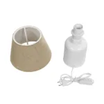 GloboStar® CIA 204-0082 Μοντέρνο Eπιτραπέζιο Φωτιστικό Μονόφωτο 1 x E27 IP20 Λευκό Πλαστικό με Μπεζ Ύφασμα - Μ24 x Π24 x Υ31cm - Image 9