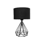 GloboStar® DIAMOND 204-0083 Μοντέρνο Eπιτραπέζιο Φωτιστικό Μονόφωτο 1 x E27 IP20 Μαύρο Μέταλλο με Μαύρο Ύφασμα - Μ24 x Π24 x Υ41cm - Image 3