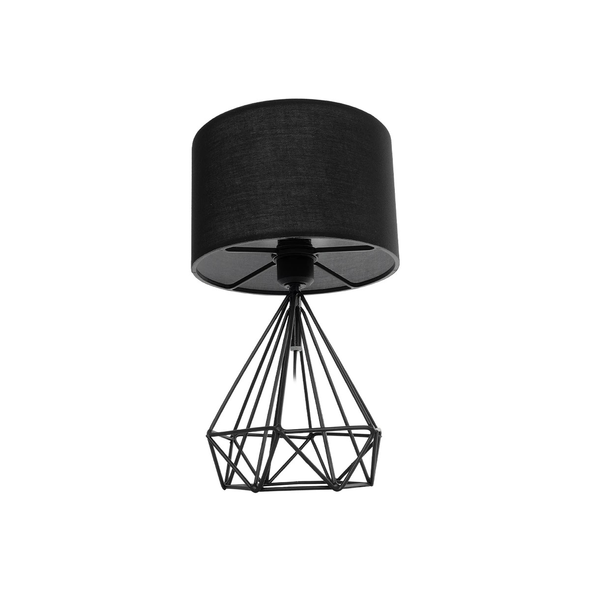 GloboStar® DIAMOND 204-0083 Μοντέρνο Eπιτραπέζιο Φωτιστικό Μονόφωτο 1 x E27 IP20 Μαύρο Μέταλλο με Μαύρο Ύφασμα - Μ24 x Π24 x Υ41cm - Image 4