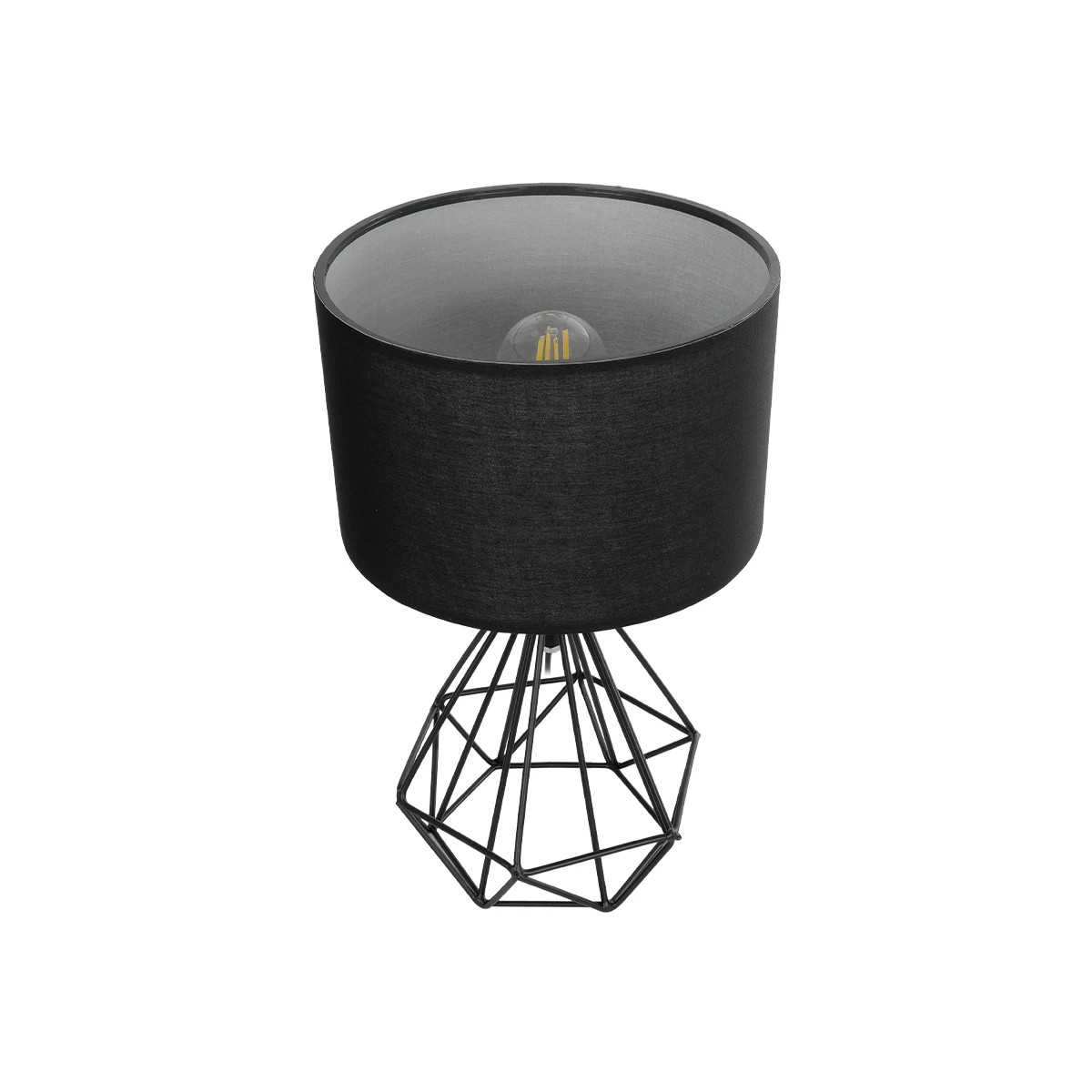 GloboStar® DIAMOND 204-0083 Μοντέρνο Eπιτραπέζιο Φωτιστικό Μονόφωτο 1 x E27 IP20 Μαύρο Μέταλλο με Μαύρο Ύφασμα - Μ24 x Π24 x Υ41cm - Image 5