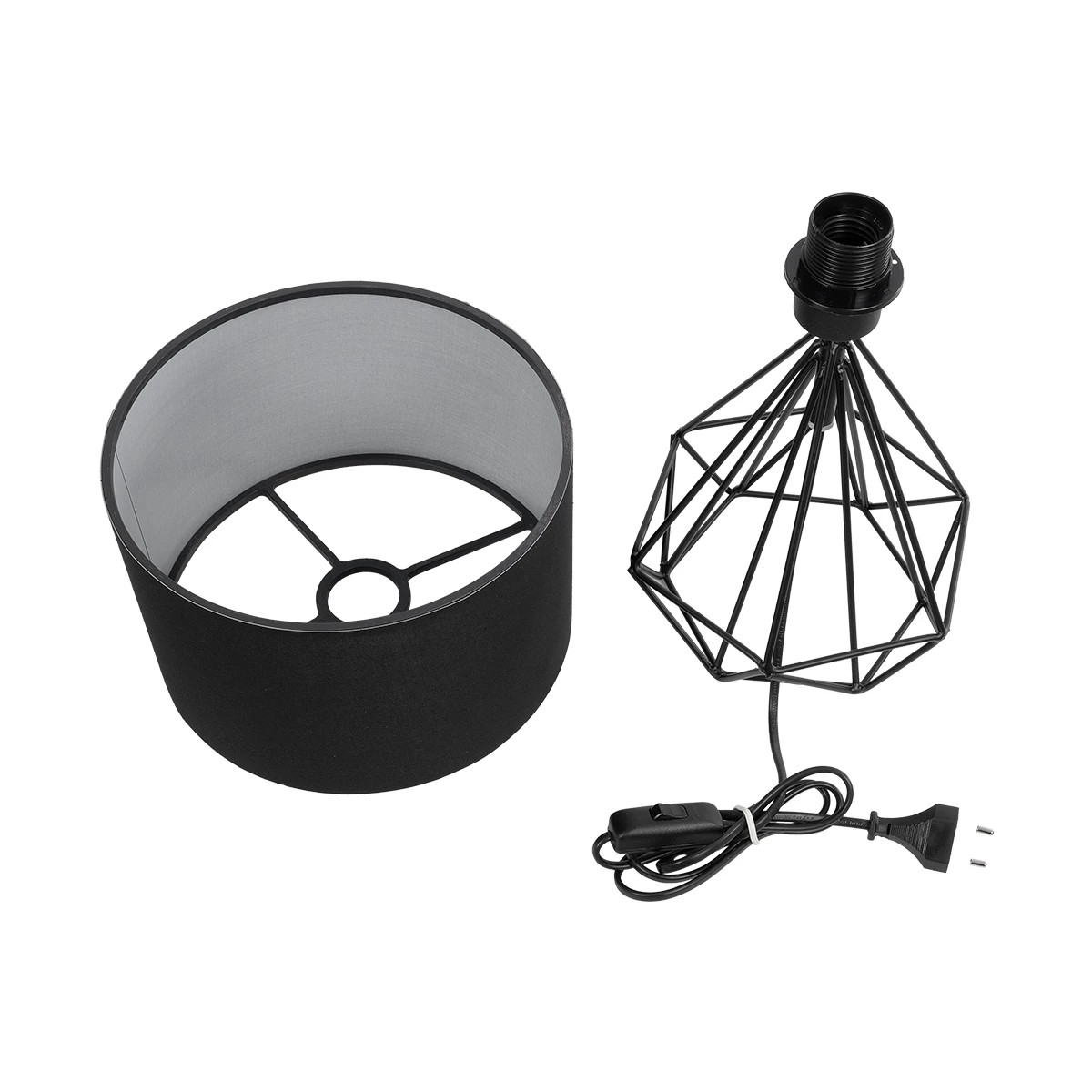 GloboStar® DIAMOND 204-0083 Μοντέρνο Eπιτραπέζιο Φωτιστικό Μονόφωτο 1 x E27 IP20 Μαύρο Μέταλλο με Μαύρο Ύφασμα - Μ24 x Π24 x Υ41cm - Image 9