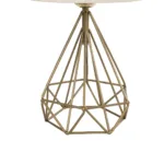 GloboStar® DIAMOND 204-0084 Μοντέρνο Eπιτραπέζιο Φωτιστικό Μονόφωτο 1 x E27 IP20 Χρυσό Μέταλλο με Μπεζ Ύφασμα - Μ24 x Π24 x Υ35cm - Image 7