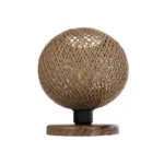 GloboStar® BOWL 204-0087 Μοντέρνο Eπιτραπέζιο Φωτιστικό Μονόφωτο 1 x E27 IP20 Καφέ Ξύλο με Μπεζ Σνοινί - Μ19 x Π19 x Υ22cm - Image 4