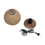 GloboStar® BOWL 204-0087 Μοντέρνο Eπιτραπέζιο Φωτιστικό Μονόφωτο 1 x E27 IP20 Καφέ Ξύλο με Μπεζ Σνοινί - Μ19 x Π19 x Υ22cm - Image 8