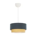 GloboStar® BIGGIE 204-0094 Μοντέρνο Κρεμαστό Φωτιστικό Kαπέλο Μονόφωτο 1 x E27 IP20 Μπλε Ύφασμα με Μπεζ Rattan - Μ30 x Π30 x Υ70cm - Image 3