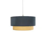 GloboStar® BIGGIE 204-0094 Μοντέρνο Κρεμαστό Φωτιστικό Kαπέλο Μονόφωτο 1 x E27 IP20 Μπλε Ύφασμα με Μπεζ Rattan - Μ30 x Π30 x Υ70cm - Image 4