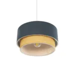 GloboStar® BIGGIE 204-0094 Μοντέρνο Κρεμαστό Φωτιστικό Kαπέλο Μονόφωτο 1 x E27 IP20 Μπλε Ύφασμα με Μπεζ Rattan - Μ30 x Π30 x Υ70cm - Image 5