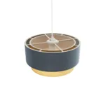 GloboStar® BIGGIE 204-0094 Μοντέρνο Κρεμαστό Φωτιστικό Kαπέλο Μονόφωτο 1 x E27 IP20 Μπλε Ύφασμα με Μπεζ Rattan - Μ30 x Π30 x Υ70cm - Image 6