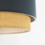 GloboStar® BIGGIE 204-0094 Μοντέρνο Κρεμαστό Φωτιστικό Kαπέλο Μονόφωτο 1 x E27 IP20 Μπλε Ύφασμα με Μπεζ Rattan - Μ30 x Π30 x Υ70cm - Image 7