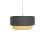 GloboStar® BIGGIE 204-0095 Μοντέρνο Κρεμαστό Φωτιστικό Kαπέλο Μονόφωτο 1 x E27 IP20 Γκρι Ύφασμα με Μπεζ Rattan - Μ30 x Π30 x Υ70cm - Image 4