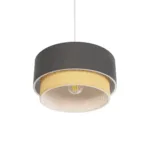 GloboStar® BIGGIE 204-0095 Μοντέρνο Κρεμαστό Φωτιστικό Kαπέλο Μονόφωτο 1 x E27 IP20 Γκρι Ύφασμα με Μπεζ Rattan - Μ30 x Π30 x Υ70cm - Image 5