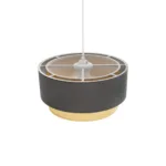GloboStar® BIGGIE 204-0095 Μοντέρνο Κρεμαστό Φωτιστικό Kαπέλο Μονόφωτο 1 x E27 IP20 Γκρι Ύφασμα με Μπεζ Rattan - Μ30 x Π30 x Υ70cm - Image 6