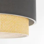 GloboStar® BIGGIE 204-0095 Μοντέρνο Κρεμαστό Φωτιστικό Kαπέλο Μονόφωτο 1 x E27 IP20 Γκρι Ύφασμα με Μπεζ Rattan - Μ30 x Π30 x Υ70cm - Image 7