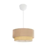 GloboStar® BIGGIE 204-0096 Μοντέρνο Κρεμαστό Φωτιστικό Kαπέλο Μονόφωτο 1 x E27 IP20 Μπεζ  Ύφασμα με Μπεζ Rattan - Μ30 x Π30 x Υ70cm - Image 3