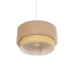 GloboStar® BIGGIE 204-0096 Μοντέρνο Κρεμαστό Φωτιστικό Kαπέλο Μονόφωτο 1 x E27 IP20 Μπεζ  Ύφασμα με Μπεζ Rattan - Μ30 x Π30 x Υ70cm - Image 5