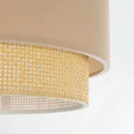 GloboStar® BIGGIE 204-0096 Μοντέρνο Κρεμαστό Φωτιστικό Kαπέλο Μονόφωτο 1 x E27 IP20 Μπεζ  Ύφασμα με Μπεζ Rattan - Μ30 x Π30 x Υ70cm - Image 7