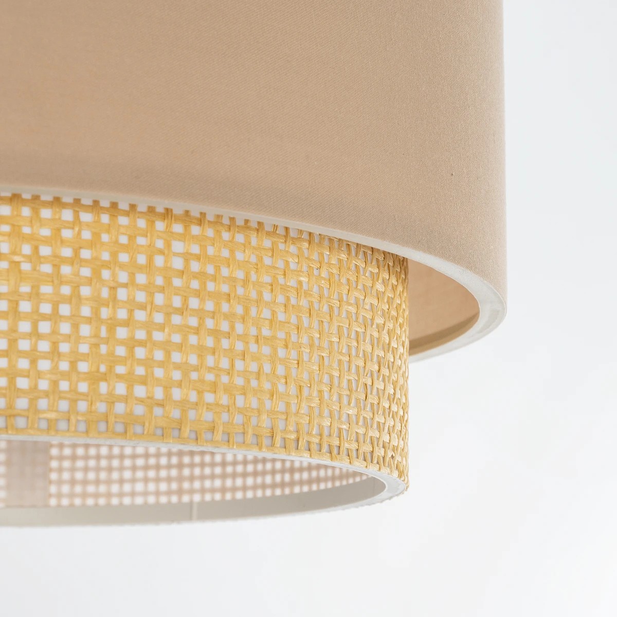GloboStar® BIGGIE 204-0096 Μοντέρνο Κρεμαστό Φωτιστικό Kαπέλο Μονόφωτο 1 x E27 IP20 Μπεζ Ύφασμα με Μπεζ Rattan - Μ30 x Π30 x Υ70cm - Image 7
