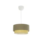 GloboStar® BIGGIE 204-0097 Μοντέρνο Κρεμαστό Φωτιστικό Kαπέλο Μονόφωτο 1 x E27 IP20 Τιρκουάζ  Ύφασμα με Μπεζ Rattan - Μ30 x Π30 x Υ70cm - Image 3