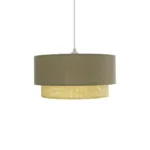 GloboStar® BIGGIE 204-0097 Μοντέρνο Κρεμαστό Φωτιστικό Kαπέλο Μονόφωτο 1 x E27 IP20 Τιρκουάζ  Ύφασμα με Μπεζ Rattan - Μ30 x Π30 x Υ70cm - Image 4